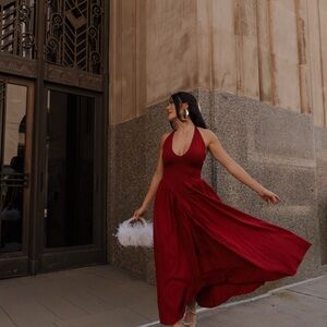 Amazon Burgundy Halter Dress